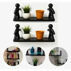 2 Prateleiras Boneco Multifuncional Banheiro Cozinha Sem Furo Design Leve e Prático