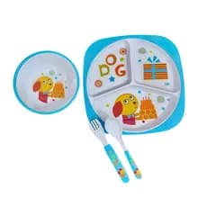 Kit Refeição Infantil Prato Com Divisórias Para Papinha Bebê Pratinho Jogo C/ 4 Pçs Alimentação Excelente Qualidade