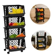 Fruteira Cesto Organizador Multiuso Com Rodinhas 3 ou 4 Andares