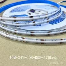 Fita LED RGB de 10m 24v 10mm COB 576LEDs/m Alta Densidade Luzes LED Flexíveis Sem Áreas Escuras Luz de Linha Flexível