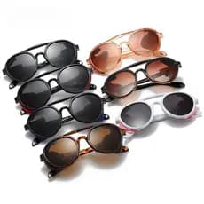 Óculos De Luxo Estilo Punk Armação Redonda Sol Polarizados Para Homem E Mulher Moda High-end UV400 Retro