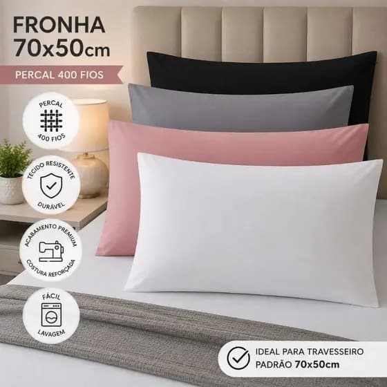 Par Fronha para Travesseiro Percal 400 fios ou Avulsa,Capa Porta Travesseiro 70x50,Kit Fronhas 50x70