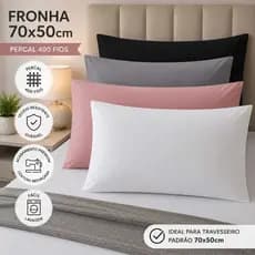 Par Fronha para Travesseiro Percal 400 fios ou Avulsa,Capa Porta Travesseiro 70x50,Kit Fronhas 50x70