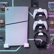 Kit Suporte Parede compativel com PS5 Slim + 2 Suportes Controle Dualsense + Fone + Bucha Parafuso