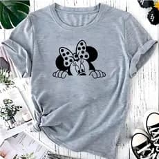 Camiseta camisa Linda Camiseta Feminina Minnie Mouse Mickey Fofa plus size