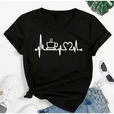 Camiseta Camisa Feminina Café Amor Batimentos plus size