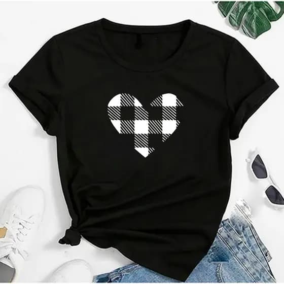 Camiseta camisa Feminina Coração Decorativo Love PLUS SIZE