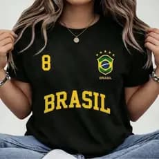 Blusa Feminina Brasil Hexa T-shirt Verão Manga Curta Camiseta Algodão Premium