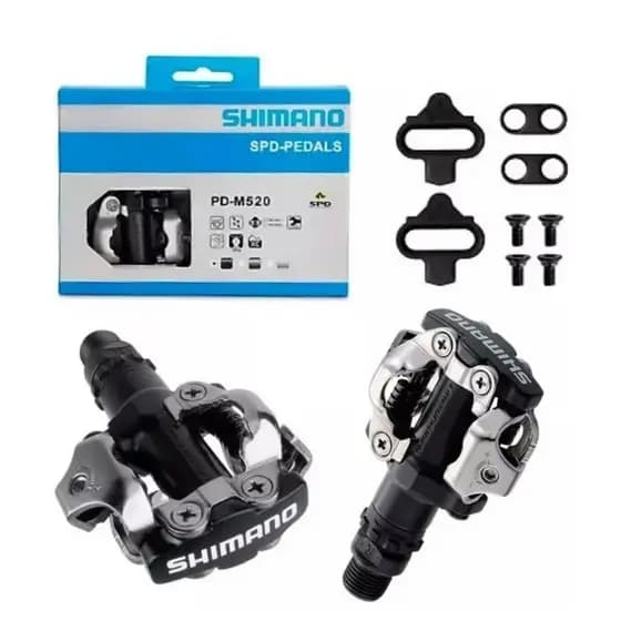 Pedal Clip Shimano m520 ORIGINAL BRASIL Mtb Preto Com Tacos C/ Nf