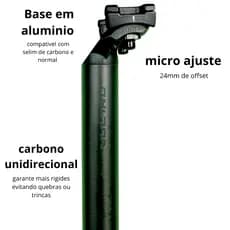 Canote De Carbono Selim Vultro Proton 31,6mmx400mm C/offset Preto