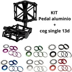 Kit pedal aluminio gts + cog single 13d k7 p\grau,freeride