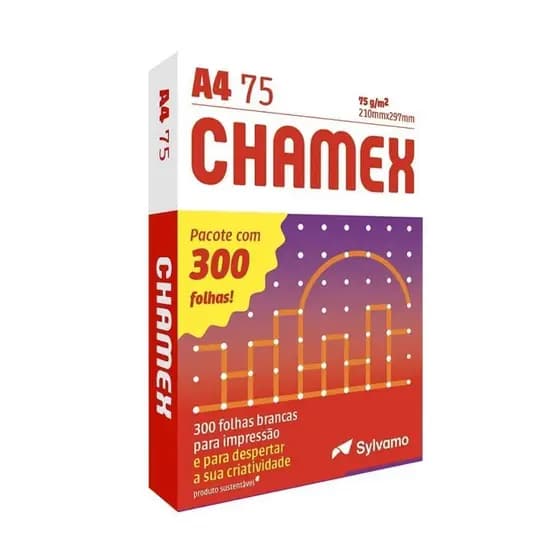 Papel Sulfite Chamex A4 300 Folhas Branco 210mm x 297mm
