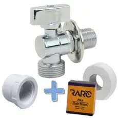 Kit Registro Torneira Valvula Maquina Lavar Metal Multiuso Tanquinho Tanque + Bucha + Veda Rosca