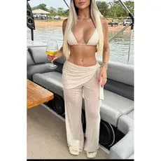 Saida de praia tule-calça de praia - calça transparente  ref 2538