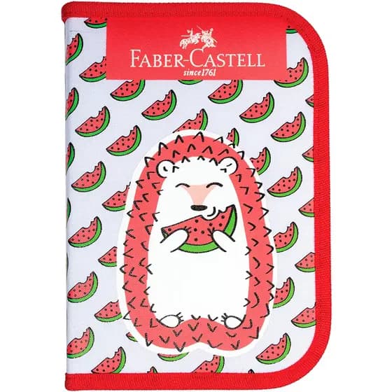 Estojo Escolar Coleção Mamíferos Porco Espinho, 18 itens, Faber-Castell