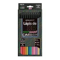 Lápis De Cor Carbon 12 Cores NEON+PASTEL Redondo - Leo&Leo