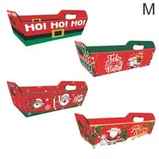 Kit Cesta De Papel Cartão, Tema Natal, Tamanho M (Desmontada)