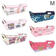 Kit Cesta De Papel Cartão Tema Mulher/Aniversário, Tamanho M ( Desmontada )