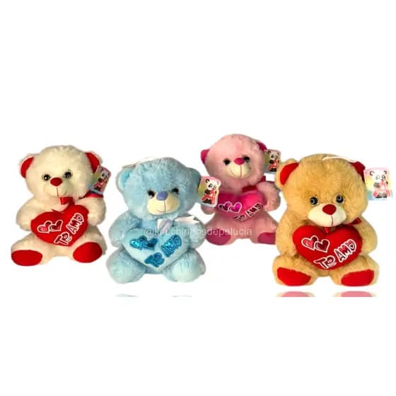 Urso De Pelúcia 21cm Laço E Frase Te amo Cores Sortidas ATBB7487-21