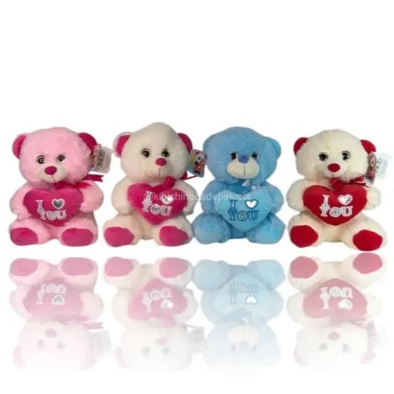 Urso De Pelúcia 21 cm Coração e Laço Frase ''I Love You" Cores Sortidas ATBB7478-21