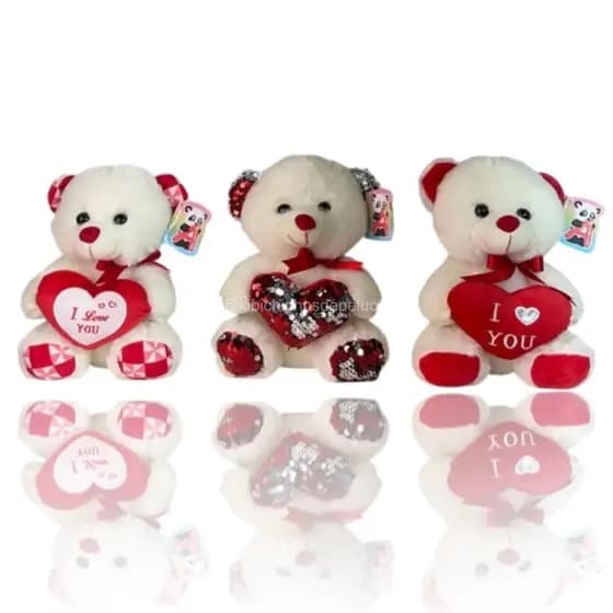 Urso Mini PP com Laço e Coração 21cm