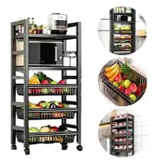 SUPORTE MICROONDAS BEBEDOOURO ESTANTE 5 PRATELEIRAS CARRINHO ORGANIZADOR RACK PORTATIL 5 ANDARES ARMARIO COZINHA VARANDA