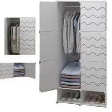 ARMÁRIO MODULAR COM ARARA, CABIDEIRO E SAPATEIRA, ESTANTE ORGANIZADORA DECORATIVA E COMPACTA