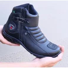 Bota Motociclista Alta Performance Atron Shoes Preto Emcouro