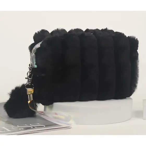 Estojo Box Escolar Papelaria Unicórnio Rosa Pelúcia Fofinho Volta as Aulas Com brilho Necessarie Com Chaveiro Pompom
