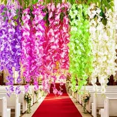 Flor Pendente Glicínia Corda Artificial Decoração Para Casamento Artificiais Planta Trepadeira Flor De Decoração