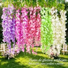 Flores Glicínias Artificial Falso Vine Silk Penduradas Para O Casamento Casa Decorações Do Partido Jardim