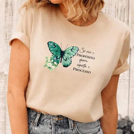 Camiseta Proposito e Processo Algodão Blusa Camisa T-shirt Casual Verão Moda Casual