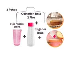 Kit Nivelador De Bolos Com Fio Duplo Ajustável e/ou Bisnaga Para Umedecer Massa e/ou Copo Medidor