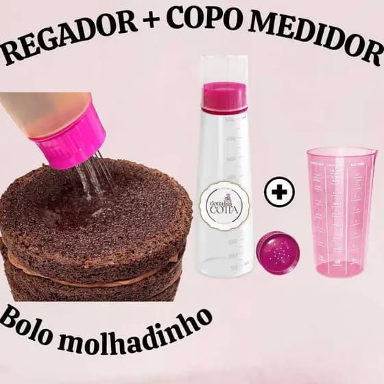 Regador Bisnaga=Umedecer massas Bolo 500ml + Copo Medidor 570ml
