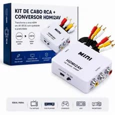Kit Adaptador Conversor Hdmi P/ Video 3rca Av + Cabo Rca Tvs