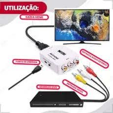 Super Kit Adaptador Conversor Av Rca Áudio Vídeo Para Hdmi + Cabo Hdmi + Cabo Rca