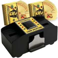 Embaralhador Automático Misturador Cartas Baralho Jogo Poker, Uno, Baralho +2 Baralho Dourado Resistente