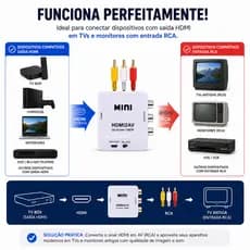 Kit Adaptador Conversor Hdmi P/ Video 3rca Av + Cabo Rca Tvs Conversor TV Tubo