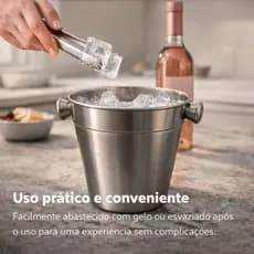 Balde de Gelo Inox Bebidas Whisky 1,250 Litro