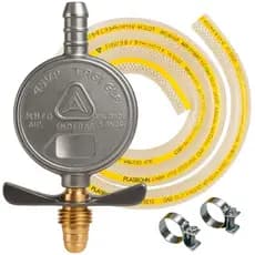 Kit 10 Registro Regulador de Gás para Cozinha + Mangueira 1,25m e 2 Abraçadeiras Aliança Completo e Seguro