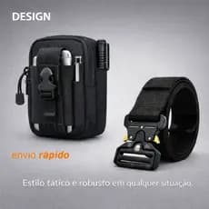 Kit de Pochete Tático Militares e Cinto Largo Engate Rápido Antialérgico Multiuso Masculino Feminino