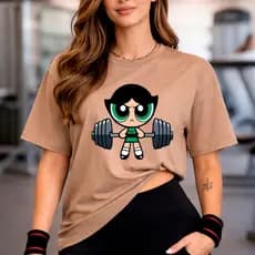 Camiseta Tshirt Oversized 100%Algodão Academia Fitness Gym Treino Musculação Feminina Super Poderosa