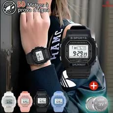 Relógio Digital Feminino Luxuoso 50 metros À Prova D Água Eletrônico Esportivo Luminoso