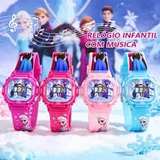Relógio Musical Infantil Para Meninas Com Luz LED E Pulseira De Silicone