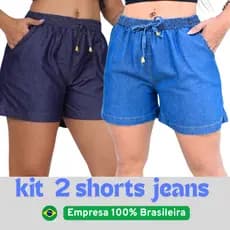 Bermudas femininas, Kit com 2 peças, Short soltinhos casual, cintura alta, para o verão básico