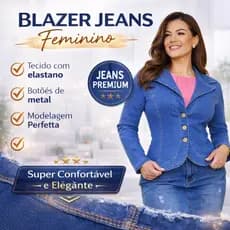 Jaqueta linda em jeans, jaqueta feminina casual, casaquinho feminino social, Blazer feminino jeans