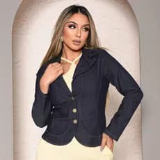 jaqueta linda feminina jeans, blazer jeans feminino casual para inverno