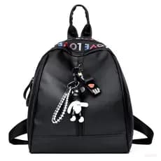 Bolsa Crazy Mochila Feminina Pequena Escola casual Com Chave Preta