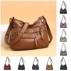 Bolsa Crazy Feminina De Couro Lavada Versão Coreana De Ombro Macio Grande Capacidade Diagonal Meia Idade