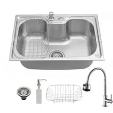 Cuba para cozinha gourmet pia aço inox com acessórios 60cm/50cm